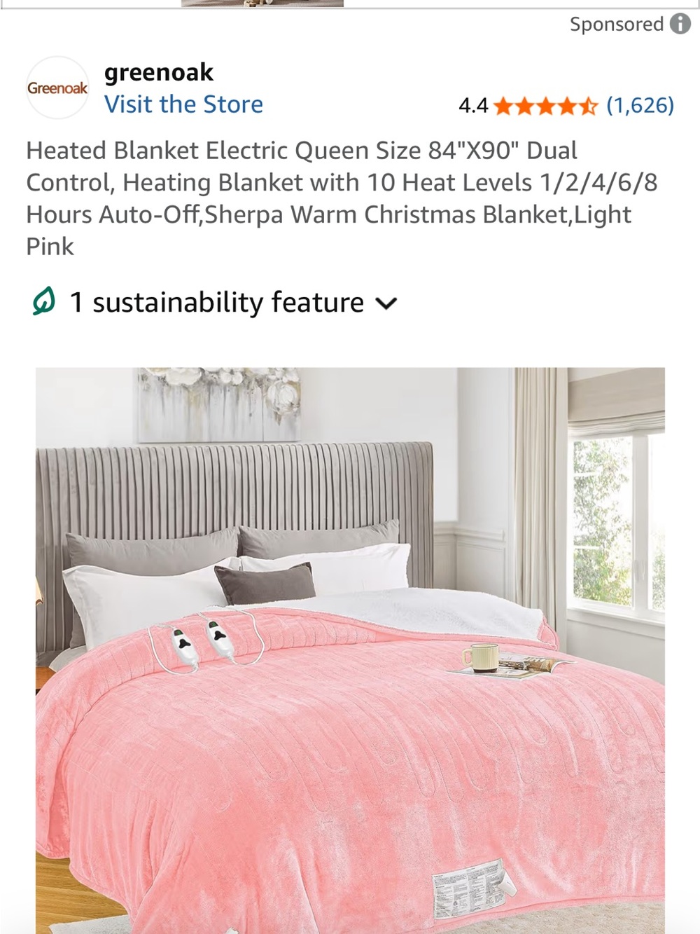 Light Pink Sherpa Heated Blanket – Queen